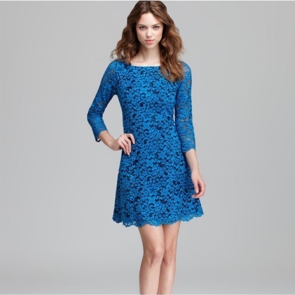 Shoshanna Celestial Lace Miranda Dress in Celestial Blue/Midnight Size 2
